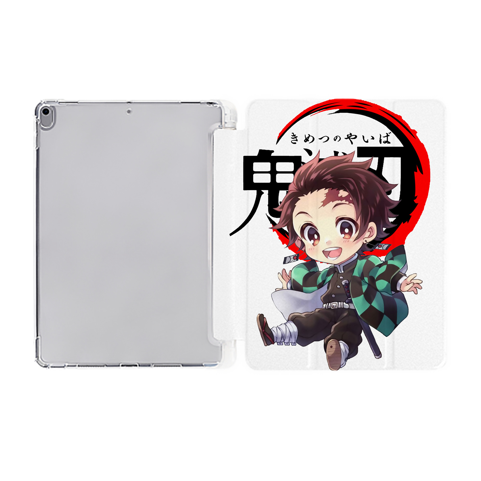 （画像用） 鬼滅の刃 竈門 炭治郎／かまど たんじろう Kamado Tanjirou IPad ケース ペン収納付き 三つ折りスタンド PUレザー×シリコン 対応機種9.5/10.5/10.9インチ